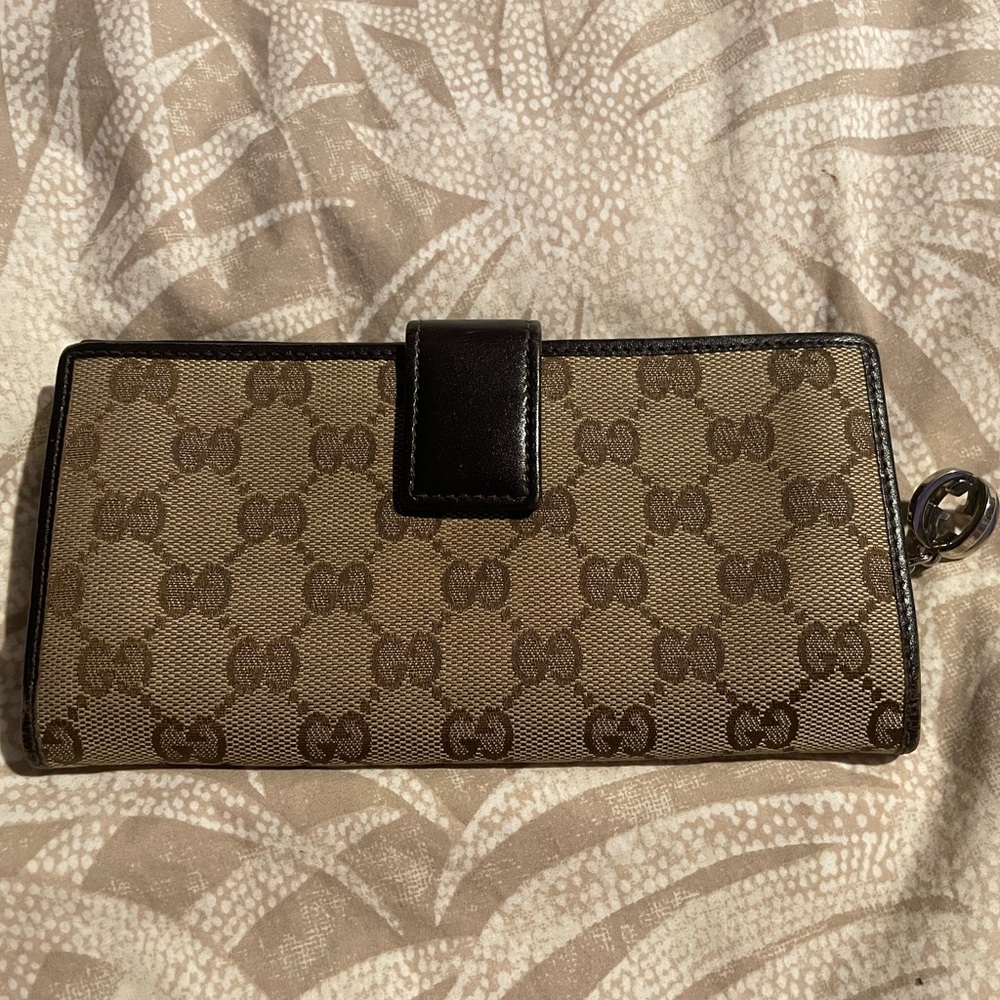 Gucci Brown and Black Monogram Wallet